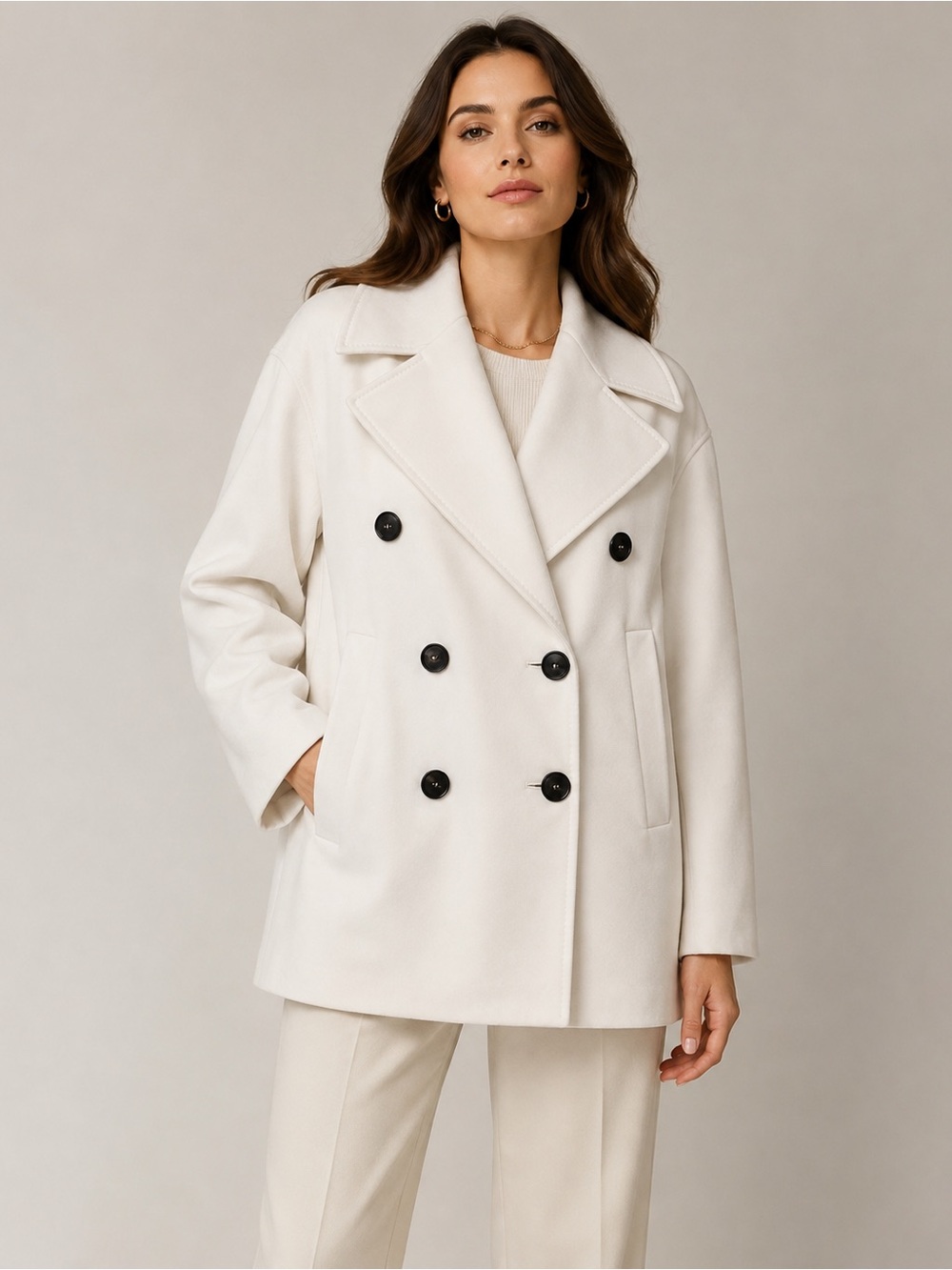 Max Mara Studio Lupino White Double Breasted Jacket Size 12 Designer